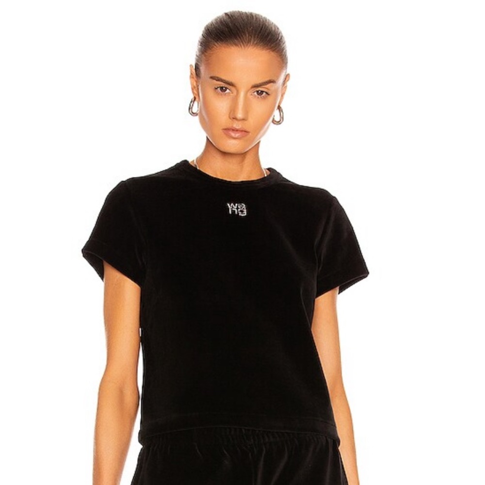Alexander Wang T Short Sleeve Baby Tee in Black Size Small